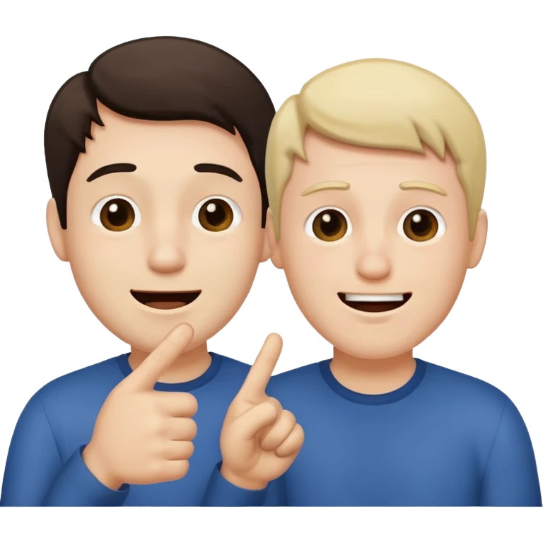 2 homme, l'un est triste et l'autre le pointe du doigt en rigolant emoji