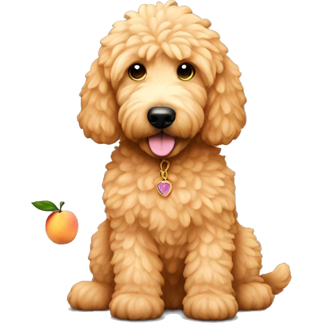 Golden doodle with peach emoji