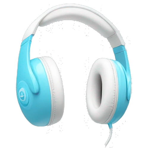 White headphones with light blue bows emoji