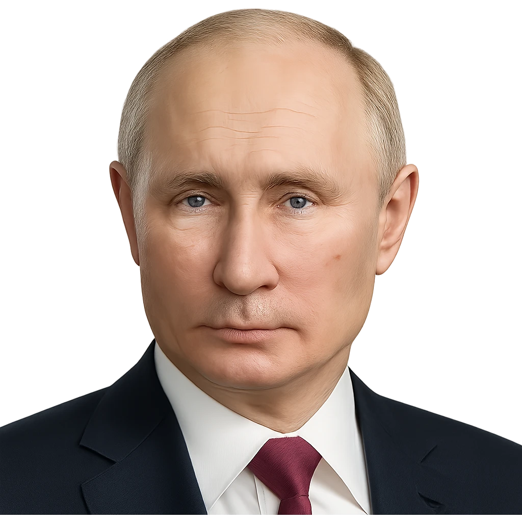 extremely realistic and accurate portrait of Vladimir Putin, true-to-life facial features and proportions, natural skin tone and texture, signature hairline and expression, minimal emoji influence, clean polished finish, plain background emoji