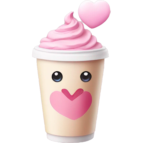 pink latte with heart stickers on the cup emoji