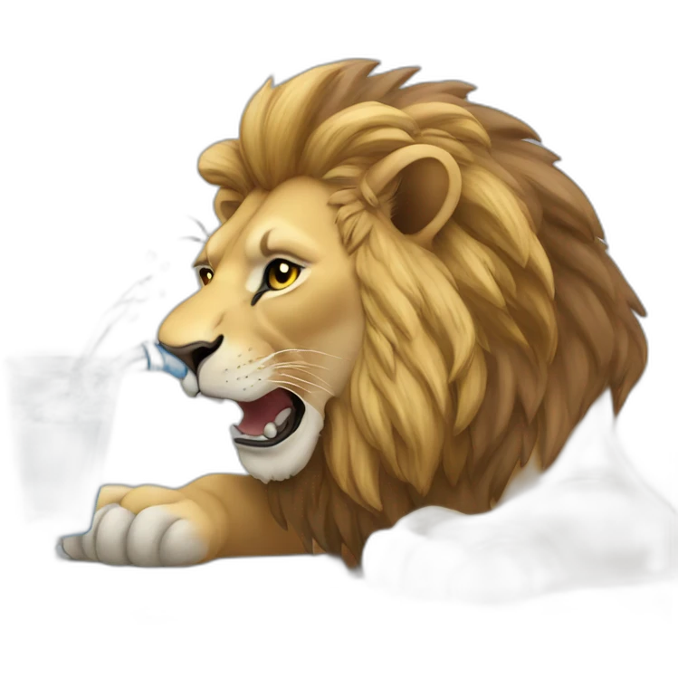 lion drinking water emoji