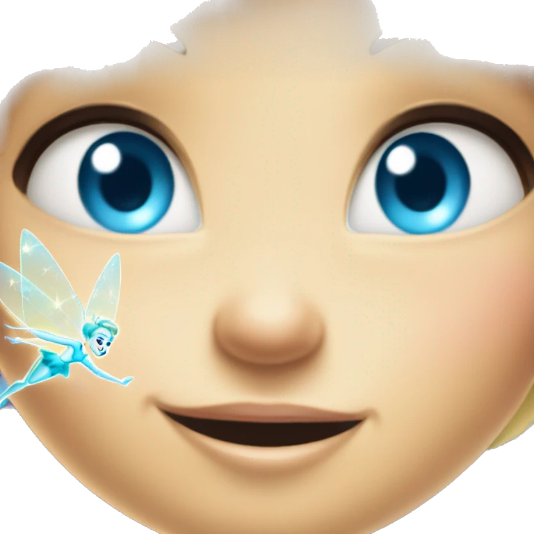 Tinkerbell flying with fairy dust with blue eyes emoji