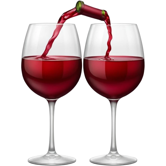 2 red wine glasses are knocked against each other emoji