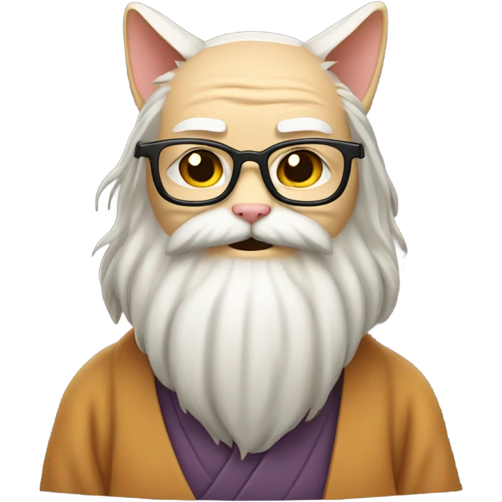 An old Japanese Sensei Cat with a long beard emoji