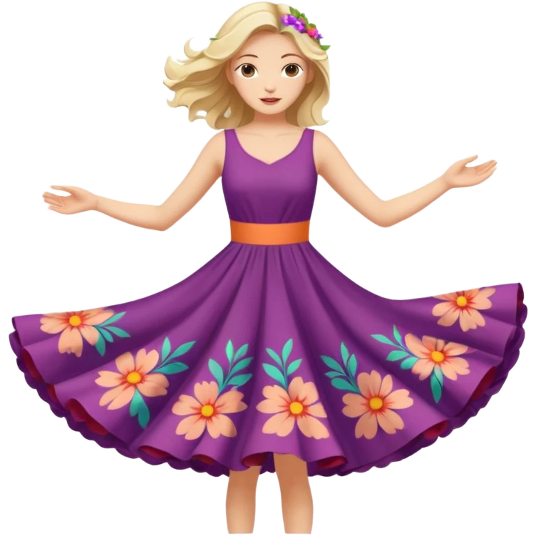 Woman Twirl summer circle dress emoji