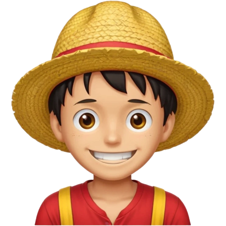 Luffy with a big smile and red shirt with yellow and red straw hat emoji