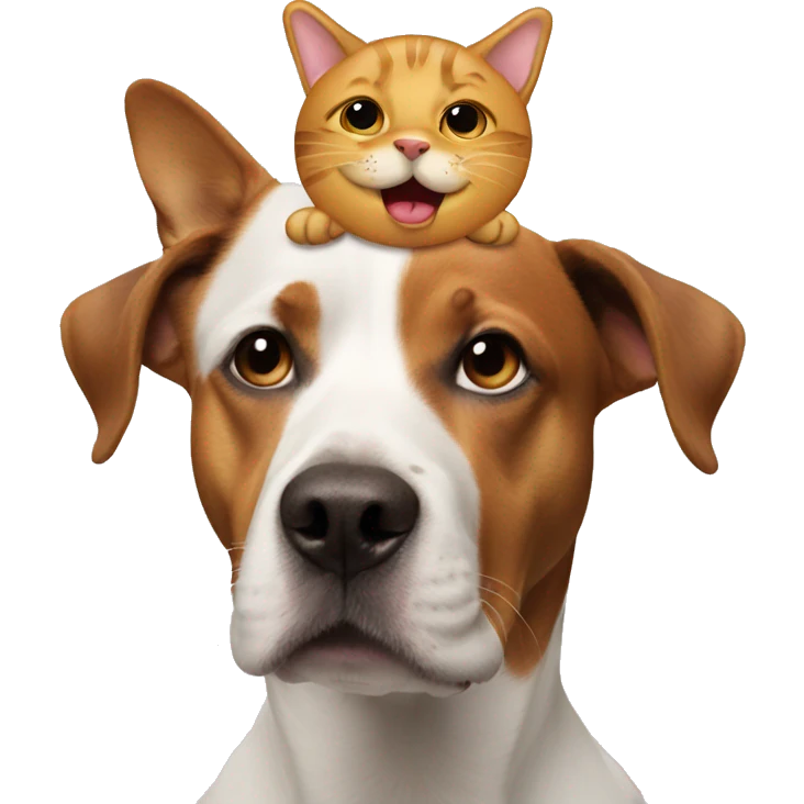 Dog with cat on head emoji