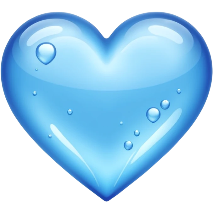 A blue heart made of clear, transparent water. It looks wet emoji