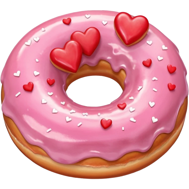 glazed donut with red hearts emoji