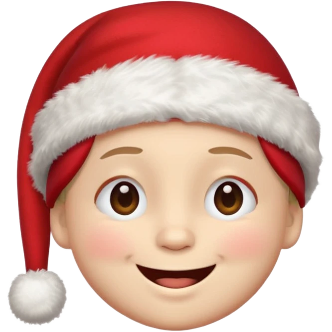 smiling smiley face with closed eyes in a red Christmas hat emoji