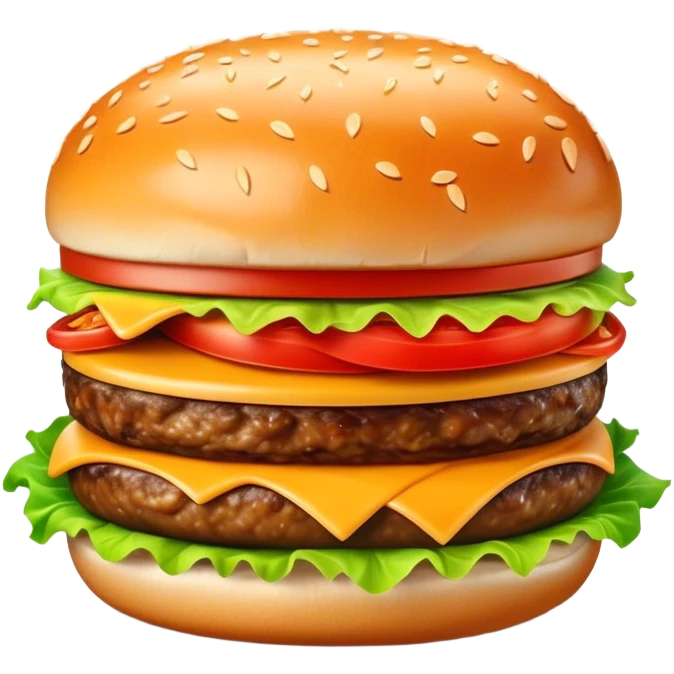 Cinematic Realistic Cheeseburger Dish Emoji, showcasing a juicy burger layered with cheese, lettuce, and tomato on a toasted bun rendered with lifelike detail and vibrant, inviting lighting. emoji
