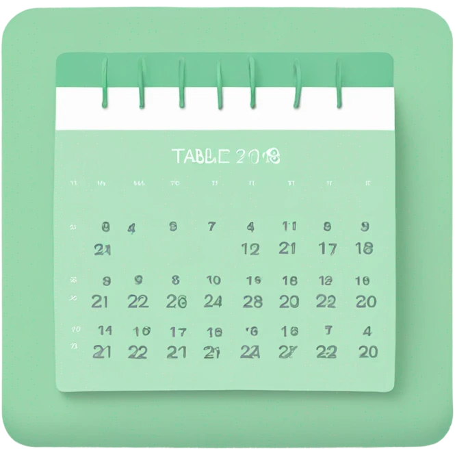 Mint Green table calendar emoji