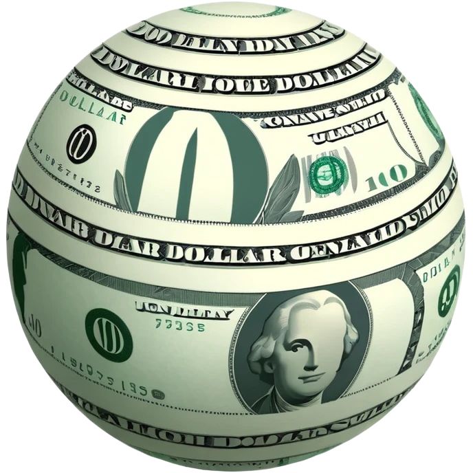 Snow ball with dollar bills  emoji