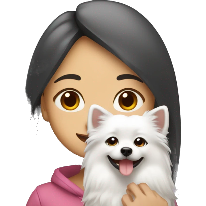 asian girl with Japanese spitz dog emoji