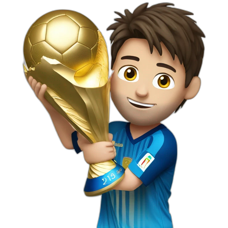 Messi holding world cup emoji