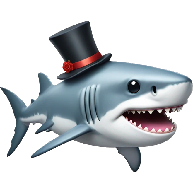 Shark with a top hat riding a unicorn  emoji