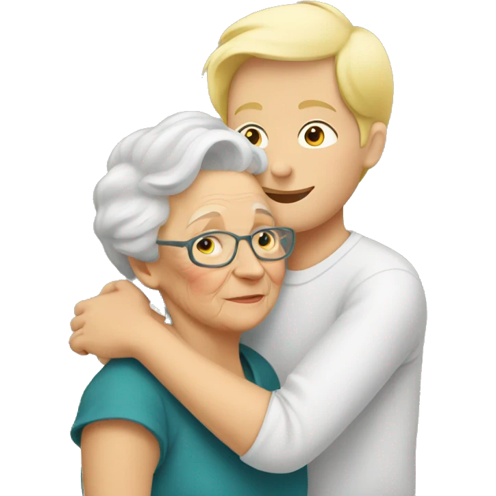 blonde boy hugging his grandma emoji