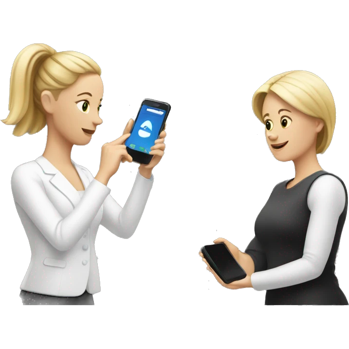 white woman showing her phone to another white woman emoji