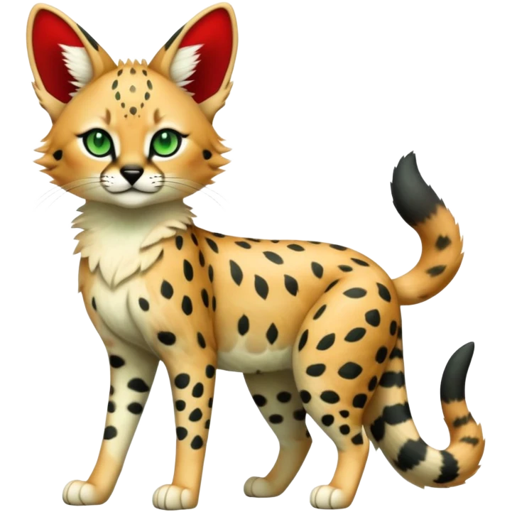 Kawaii Cute Edgy Black Green Red ethereal Serval-Fionbri-Vernid full body emoji