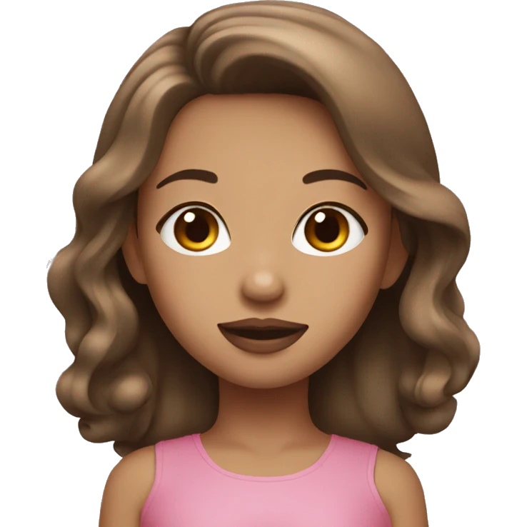 Girl with brown hair and pink lips emoji