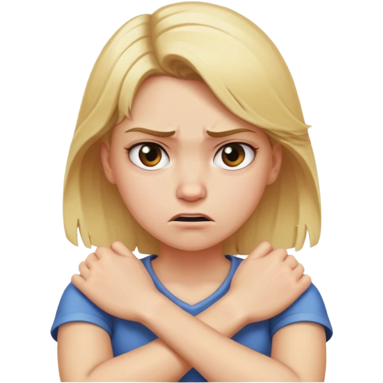 arms crossed holding neck angry girl blonde hair  emoji
