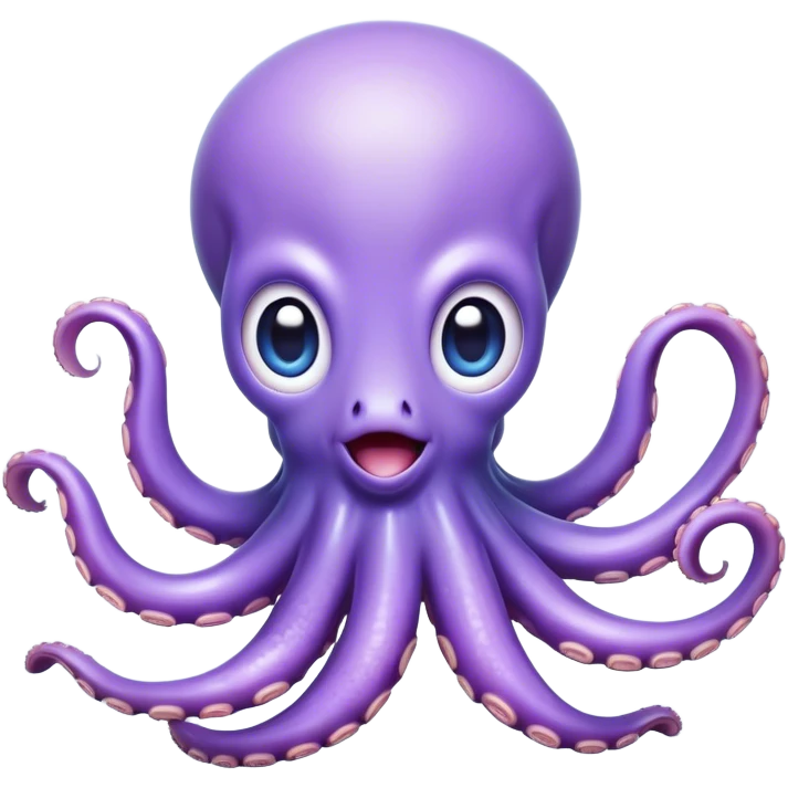 Cinematic Comical Baby Octopus Portrait Emoji, Tentacles slightly flared in a playful, exaggerated gesture, featuring a light blue-purple, rounded body with dramatically wide, hilariously expressive eyes full of surprise and innocent mischief, Simplified yet hilariously endearing features, highly detailed, glowing with a soft oceanic radiance, high shine, dramatic yet lovable, stylized with a dash of whimsical underwater mischief, soft glowing outline, capturing the essence of a delightfully silly little octopus that looks like it just made a clumsy, adorable mistake! emoji