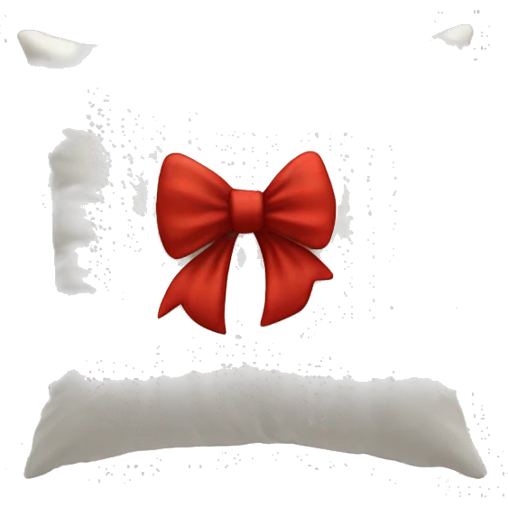 Aesthetic white pillow with a red bow emoji