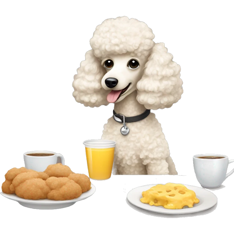cream girl poodle having breakfast  emoji