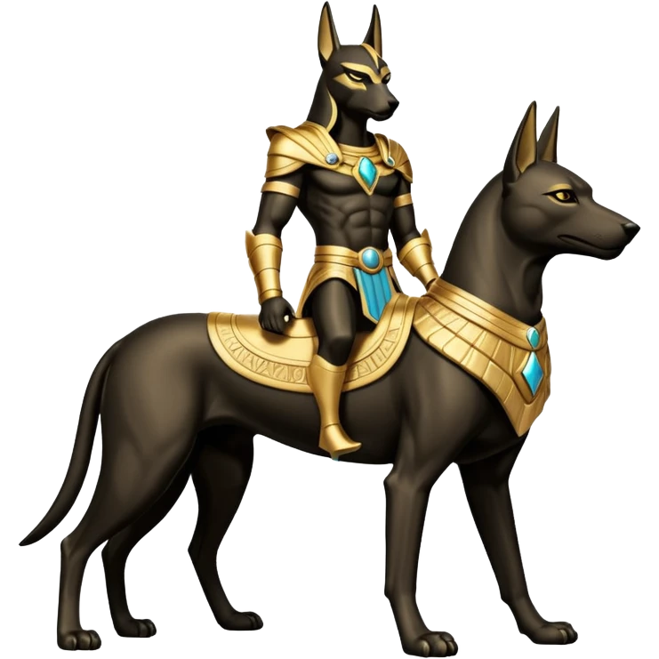 Ancient style saddled superhero avenger four-legged statue casually adorned anubis canine casually posed  emoji