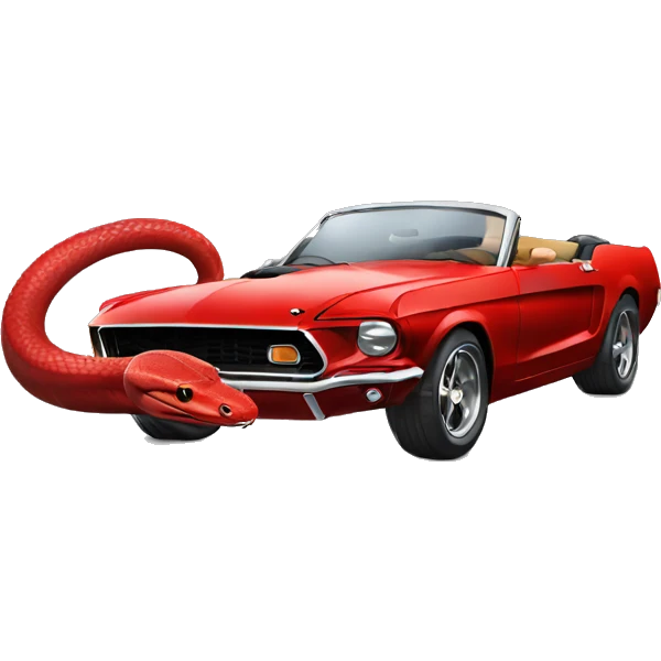 Red snake driving a black ford mustang  emoji