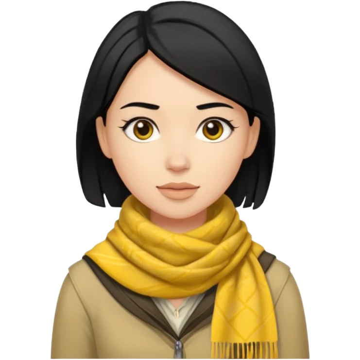 woman with light skin, black hair wearing yellow Pathfinder scarf on neck emoji