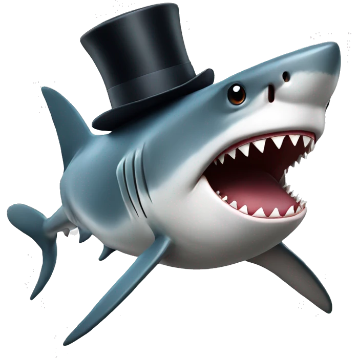 Shark with a top hat emoji