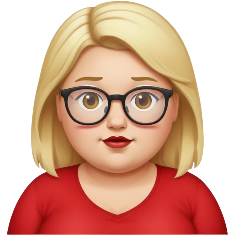 Fat girl with blonde hair and glasses with red shirt emoji