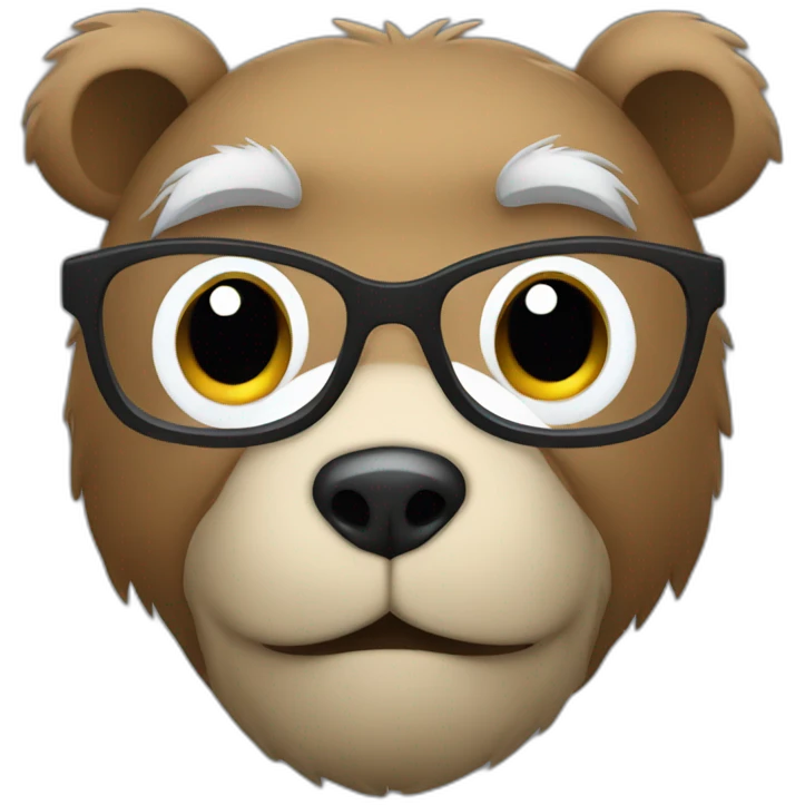 Bear face with gray hair and square glasses emoji