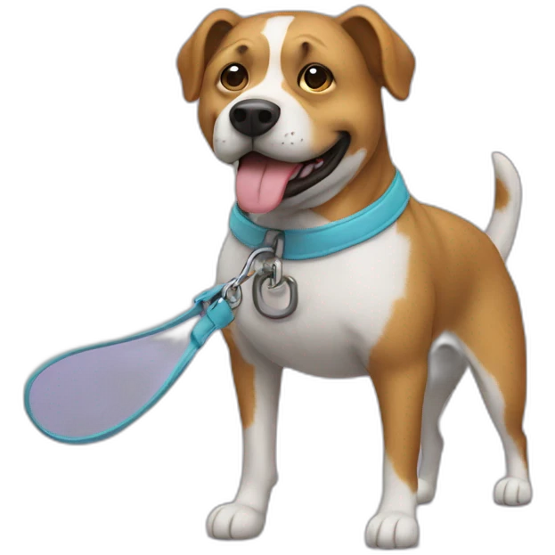 man in a dog costume, on a leash emoji