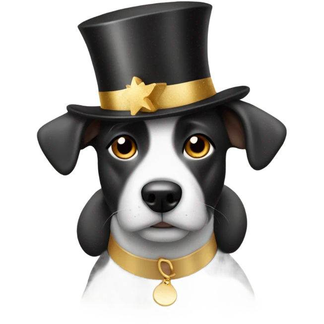 Dog wearing a New Year’s Eve hat emoji