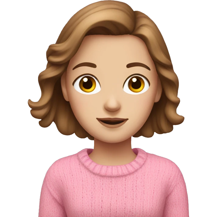 White girl with brown hair with pink sweater  emoji