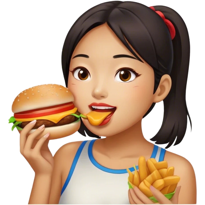 queena yuan eating a burger emoji