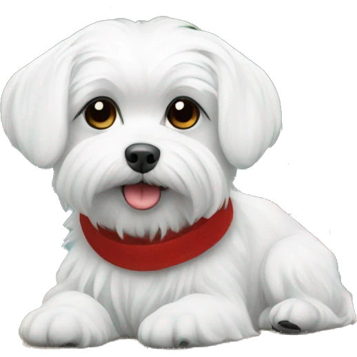 Maltese dog near the Christmas tree emoji