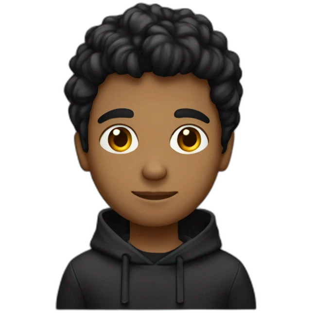 un chico joven,con pelo rubiuo oscuro y sudadera negra emoji