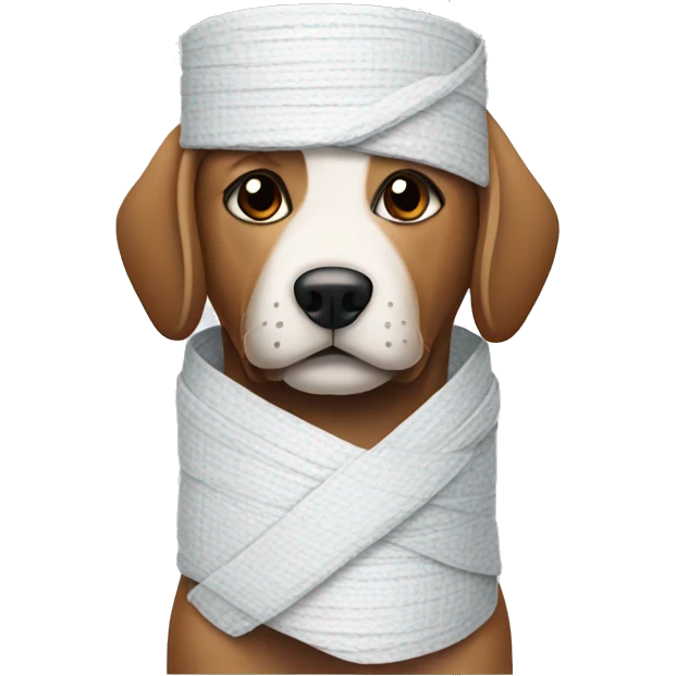 Dog wrapped bandages in arms emoji