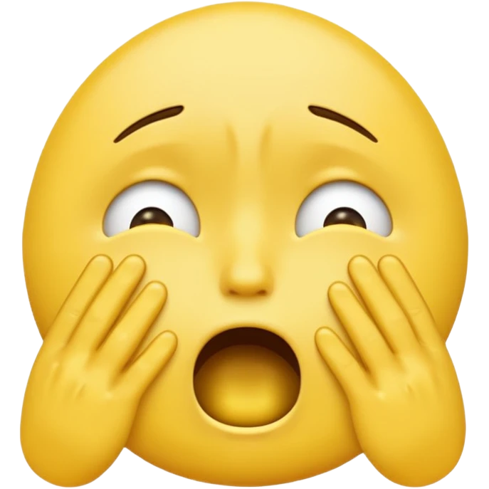 A shocked emoji cryying with his hand emoji