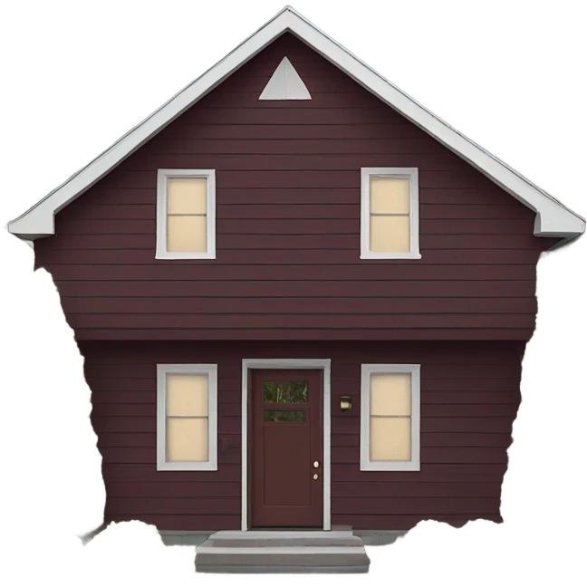 Maroon cedar sided house facade emoji