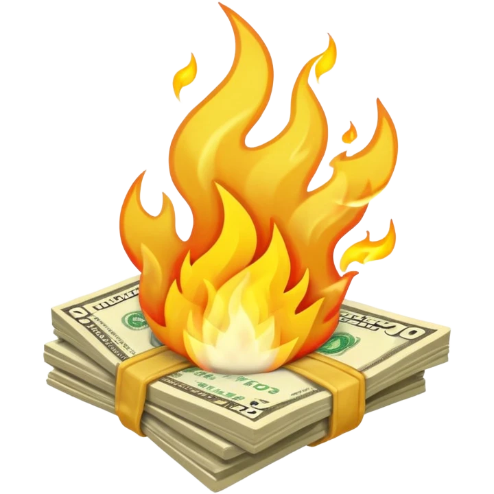 burning one money emoji