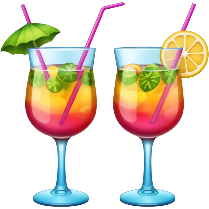 two realistic glasses of cocktail in emoji style emoji