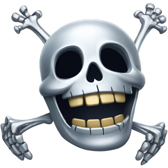 Laughing Skeleton made out of chrome  emoji