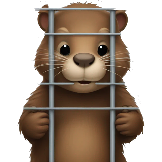 Cute Beaver behind prison bars  emoji