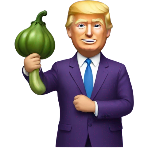 Trump holding a eggplant  emoji