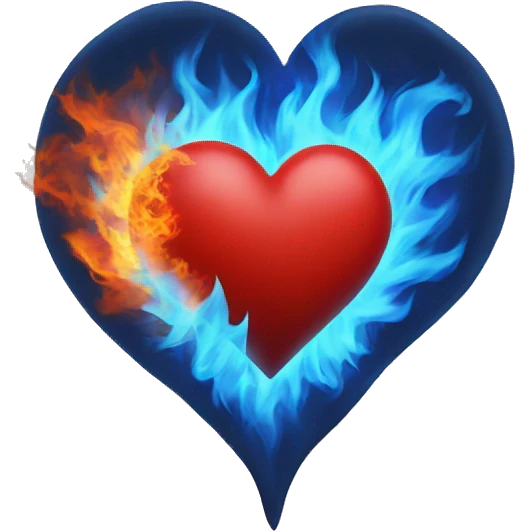 red heart inside blue fire emoji